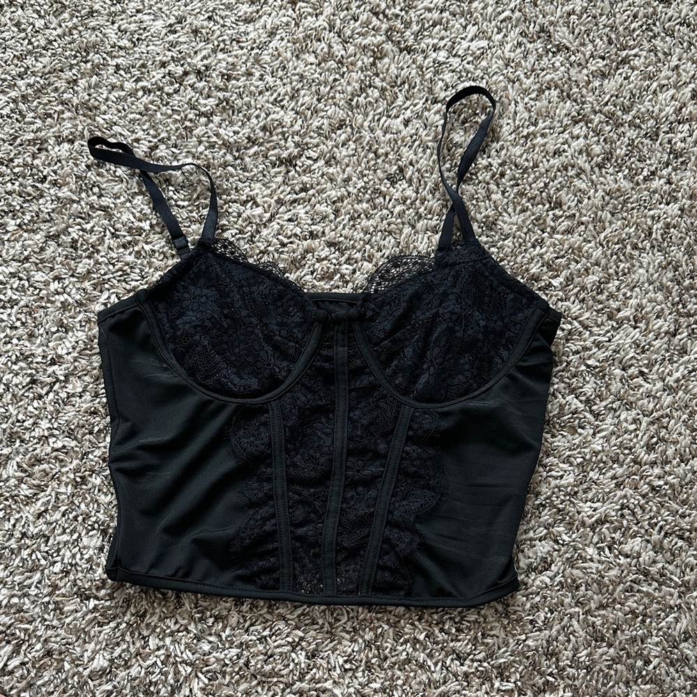 Black Lace Bustier Top